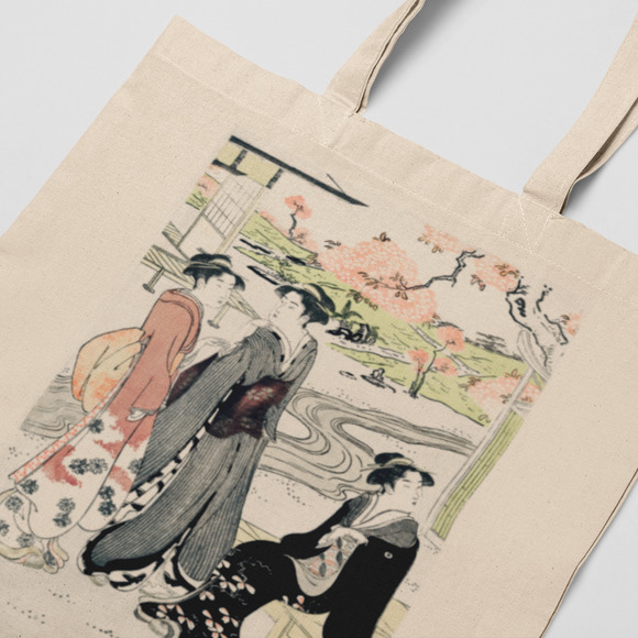 Japanese Geisha Cherry Blossom Tote Bag - Picture 3 of 5